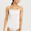 HANRO Moments Spaghetti Vest -Lace Trim - White