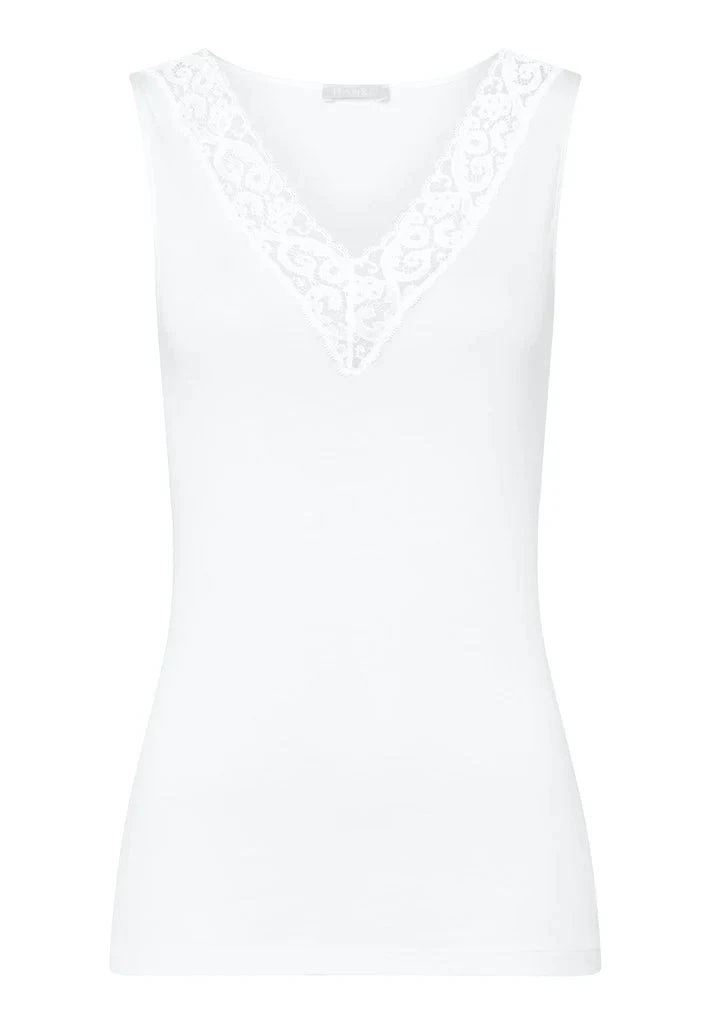 HANRO Moments-Lace V-Neck Vest - White 3 HANRO Moments-Lace V-Neck Vest - White - Image 3