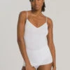 HANRO Cotton Seamless Vest With Spaghetti Straps - White