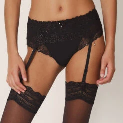 MARIE JO Jane Suspender Belt - Black